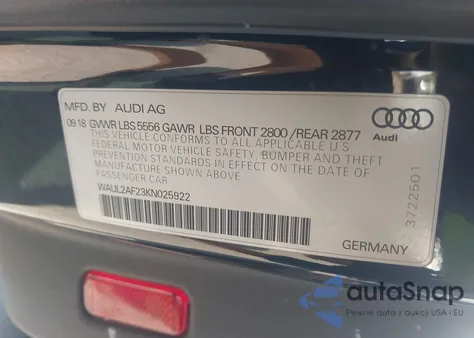 2019 Audi A6 55 Premium из США, поврежденный, VIN WAUL2AF23KN025922